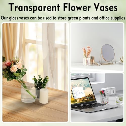 6pcs Clear Glass Cylinder Vases for Centerpieces and Floating Candles