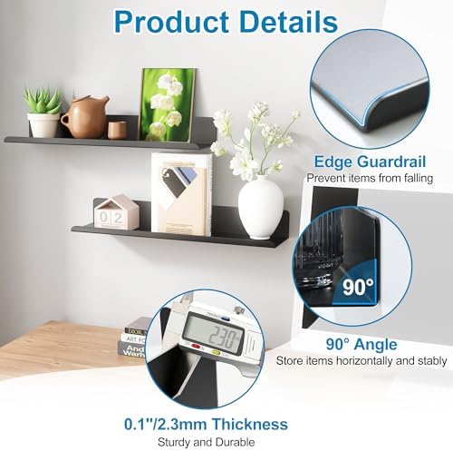 SAYAYO Black Floating Shelves for Wall Storage 2pcs
