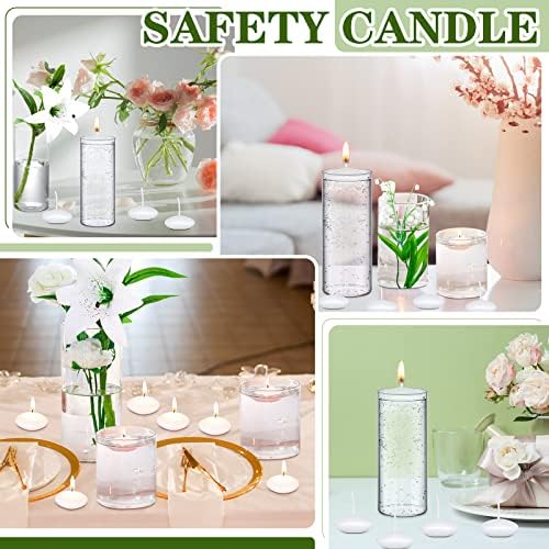 Jinei 12 Pack Glass Cylinder Vases with Floating Candles
