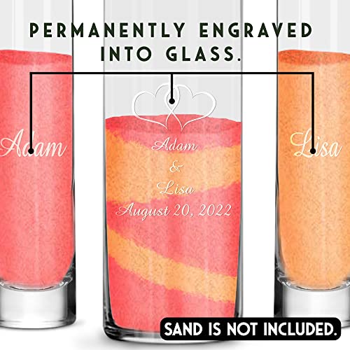Personalized Unity Sand Ceremony Set With Double Heart Vase