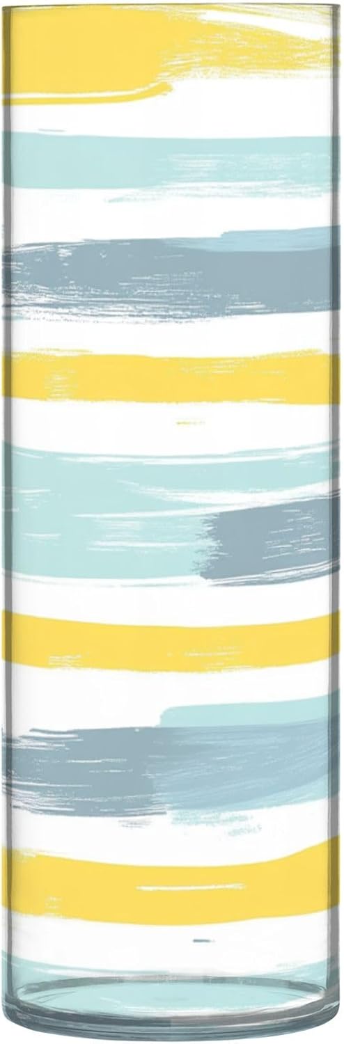 Gray Blue and Pale Yellow Stripe Plastic Flower Vase 118 x 39 Inch