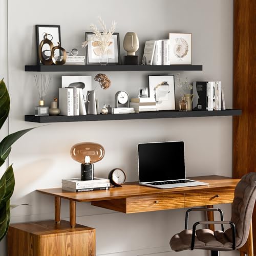Marsmiles Black Floating Shelves 8 Inch Deep Set of 1