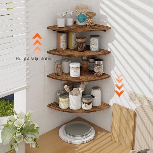Homode Corner Wall Shelf Set of 4 Rustic Brown