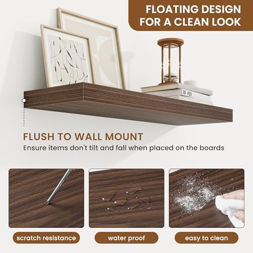 Fuqing 24 Inch Floating Shelves Set of 2 Walnut