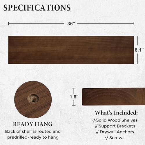 Axeman Floating Shelves 2 Pack 8 Inch Deep Walnut