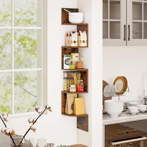Tangkula 5-Tier Corner Shelf Wall Mount