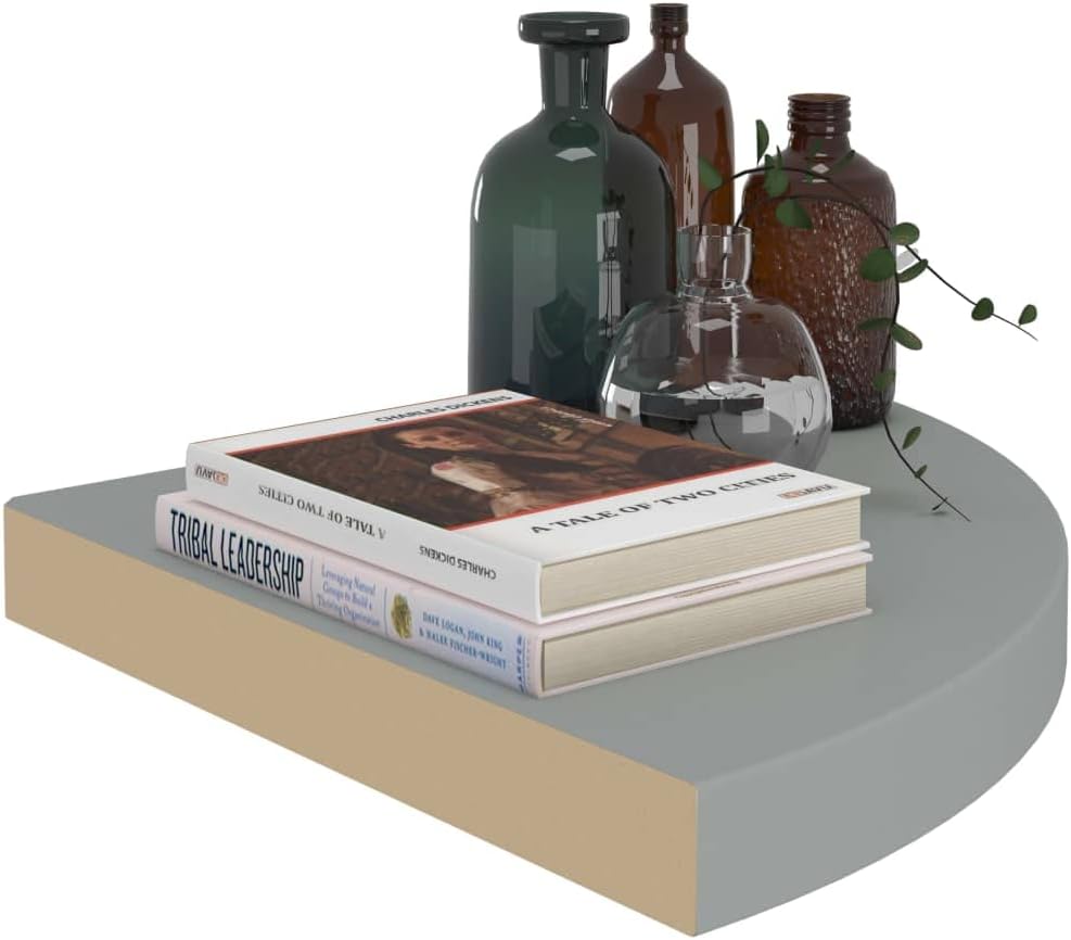 Floating Corner Shelves 2 Pcs Gray MDF