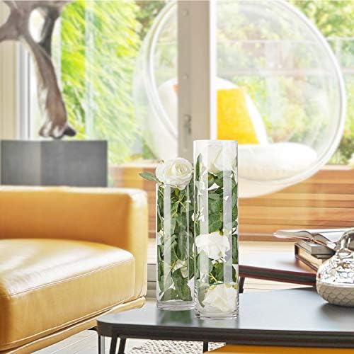 WGVI Tall Glass Cylinder Vase with Floating Candle Holder