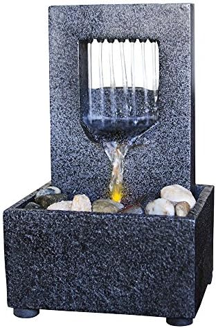 Natures Mark Raining Spout LED Water Fountain with River Rocks