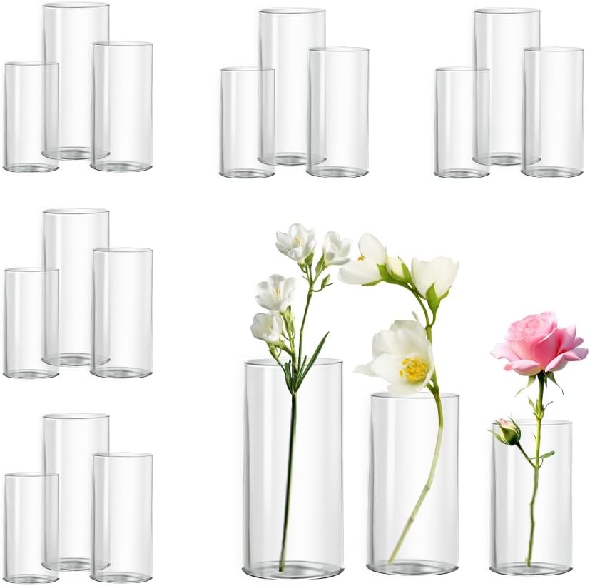 Zomiol Glass Cylinder Vase Set of 18 for Centerpieces