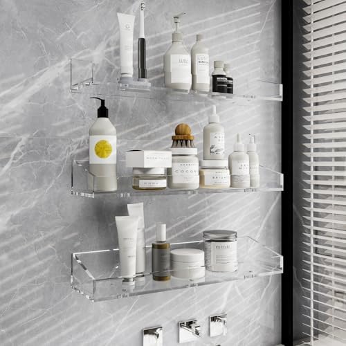 DigDozer Acrylic Bathroom Shelves 3 PCS Space-Saving Wall Organizer