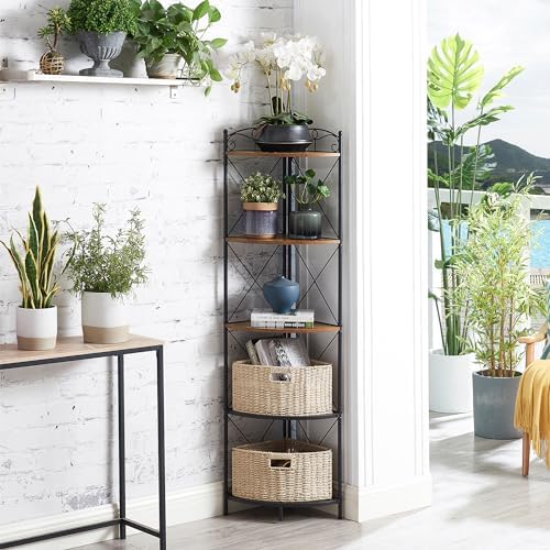 VECELO Corner Cabinet Tall Storage Shelf Bookshelf Display