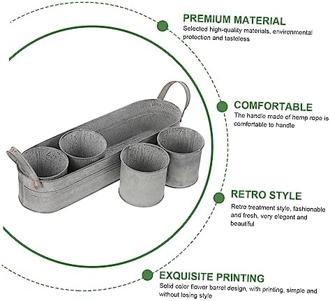 4pcs Iron Flower Pots with Tray Dried Flower Buckets Decorative
