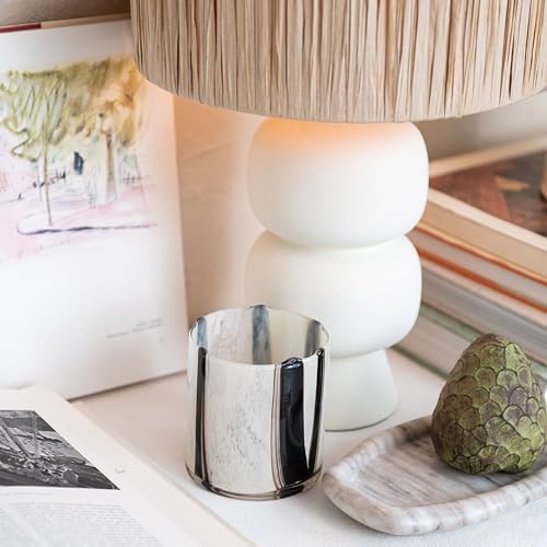 Bloomingville Round Glass Candle Holder with Stripes