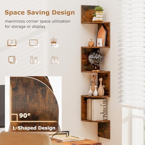 Tangkula 5-Tier Corner Shelf Wall Mount