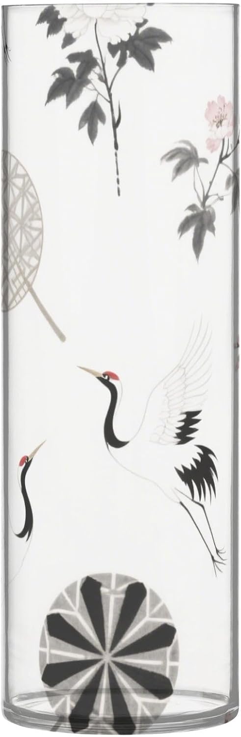 Grey Crane Flower Fan Vase for Home Decor