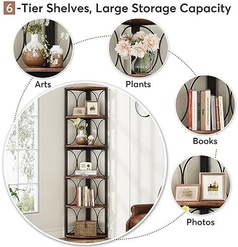 Tribesigns 67 Inch Tall Corner Shelf 6 Tier