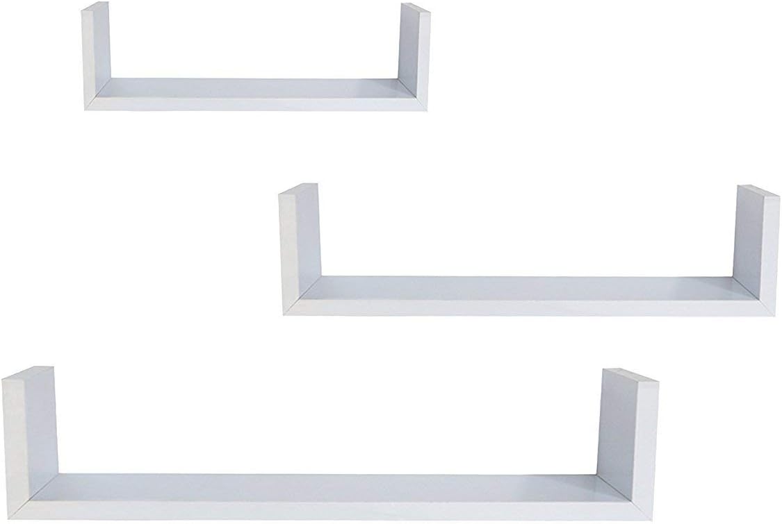EWEIS HomeWares 3 Floating U Shelves White