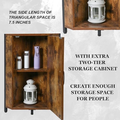 Tall Corner Shelf with 3 Tiers and Doors
