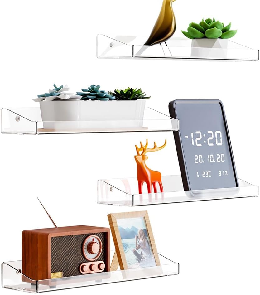 4 Pcs Acrylic Floating Shelves for Home Display