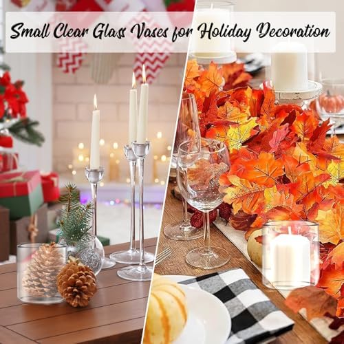 6pcs Clear Glass Cylinder Vases for Centerpieces and Floating Candles