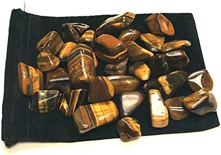 Tumbled Tiger Eye Stone with Velvet Bag 1 Pound