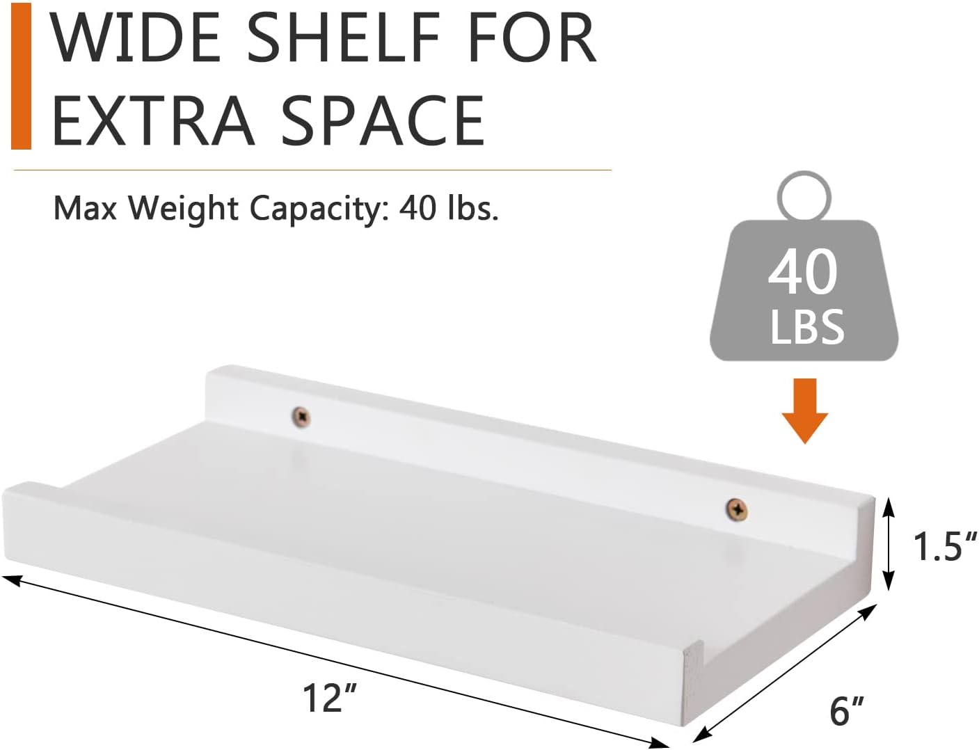 Floating Shelf White Oak Wood Wall Shelves 12 Inch Upgrade Width 6