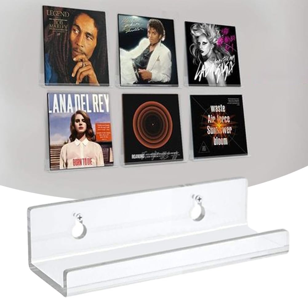 12-Pack 4-Inch Clear Vinyl Record Wall Shelf Mount