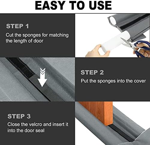 WEXHUG Waterproof Twin Door Draft Stopper Adjustable 30 to 36 Gray