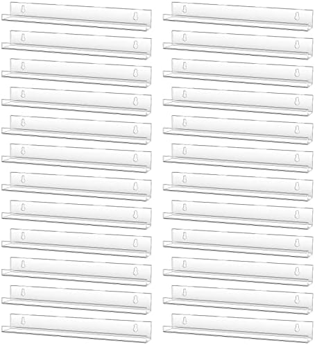 Jetec 24 Pcs Clear Floating Acrylic Shelves for Home Organization