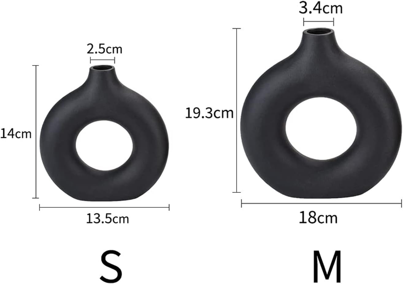 CEMABT Modern Donut Vase Black Ceramic