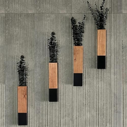 4 Pack Wood Wall Planters for Dried Flowers and Faux Greenery