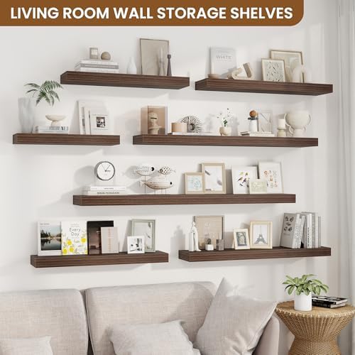 Fuqing 24 Inch Floating Shelves Set of 2 Walnut
