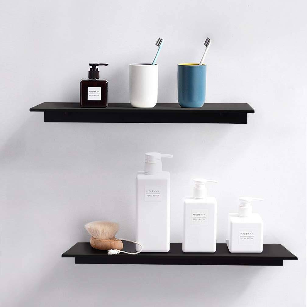TLBTEK 2 Pcs 16inch Black Floating Shelves