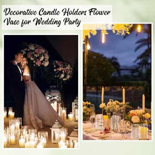 12pcs Clear Glass Cylinder Vases for Centerpieces and Decor