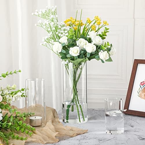 Eaasty 4 Pcs Acrylic Cylinder Flower Vases for Centerpieces