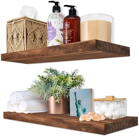 Sorbus Solid Pine Floating Shelves Set of 2