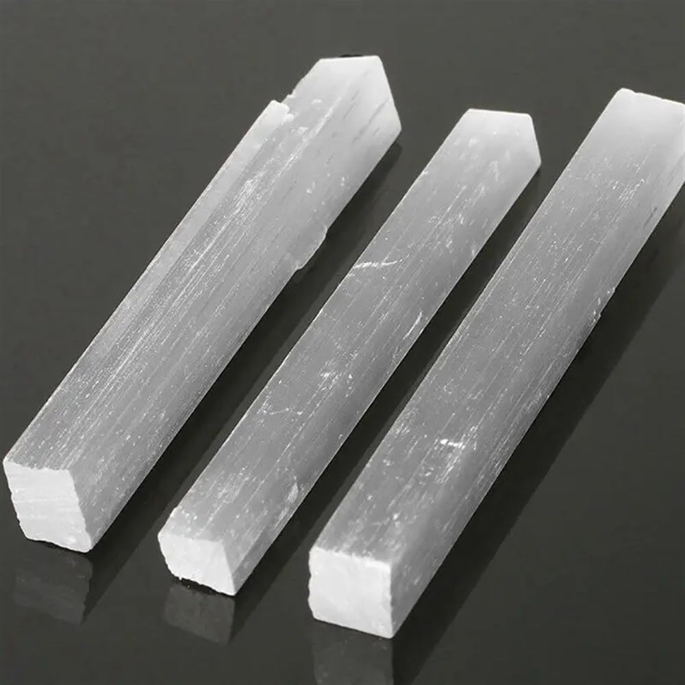 AtkitS Natural Quartz Crystal Selenite Stick Wand White Gypsum Column Healing