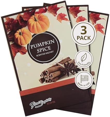 Pumpkin Spice Scented Sachets Pack of 3 for Home and Car