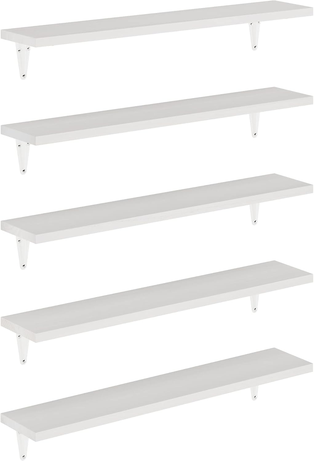 Wallniture Arras 24 Inch White Floating Shelves Set of 5