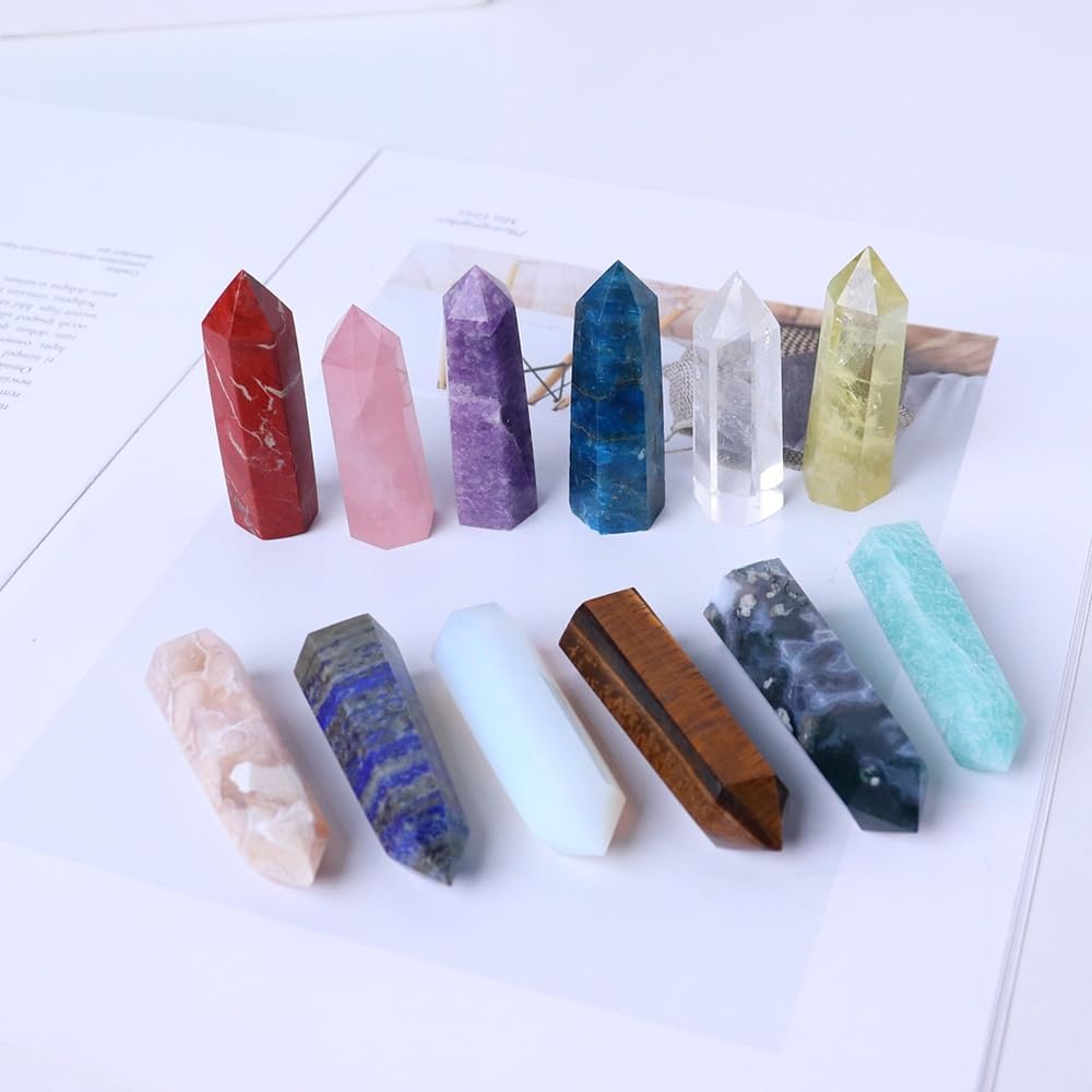 PEKMAR Natural Crystal Tower with Rose Quartz and Amethyst