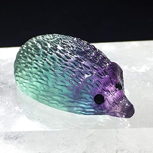 Wixine Natural Quartz Crystal Skull with Rainbow Fluorite Hedgehog Healing Stone