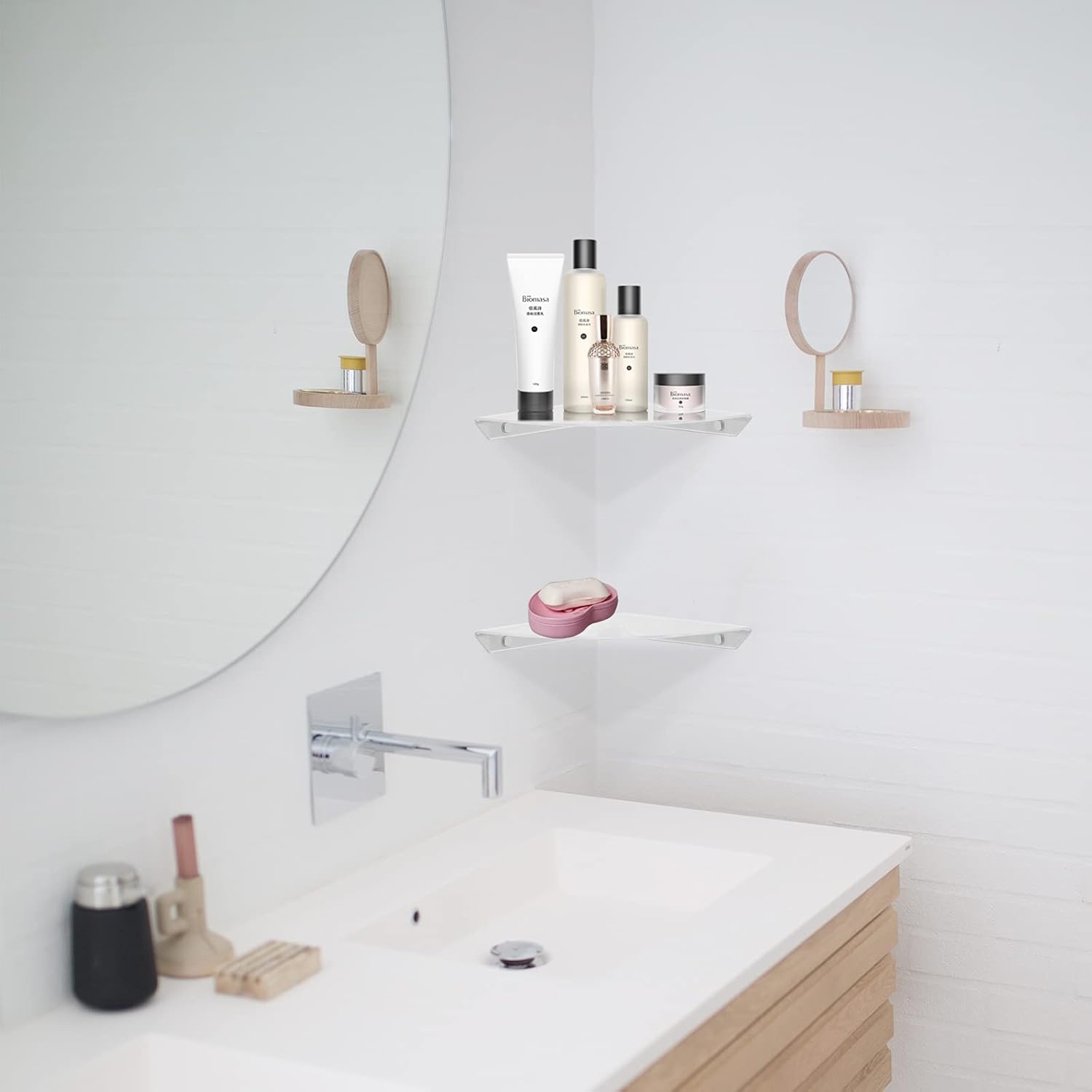 Cosmos Clear Floating Corner Shelves 2 Pcs Wall Mount Organizer