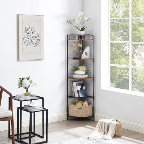 VECELO Corner Cabinet Tall Storage Shelf Bookshelf Display