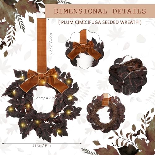 Hoteam 4 Pcs 9 Inch Cimicifuga Leaf Wreath Set