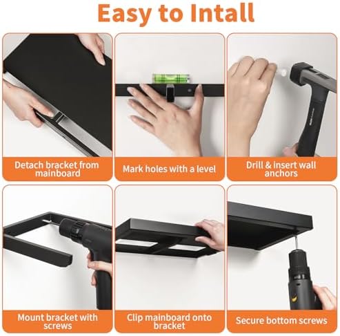 All-Metal Floating Shelves 2 Pack for Bathroom Kitchen
