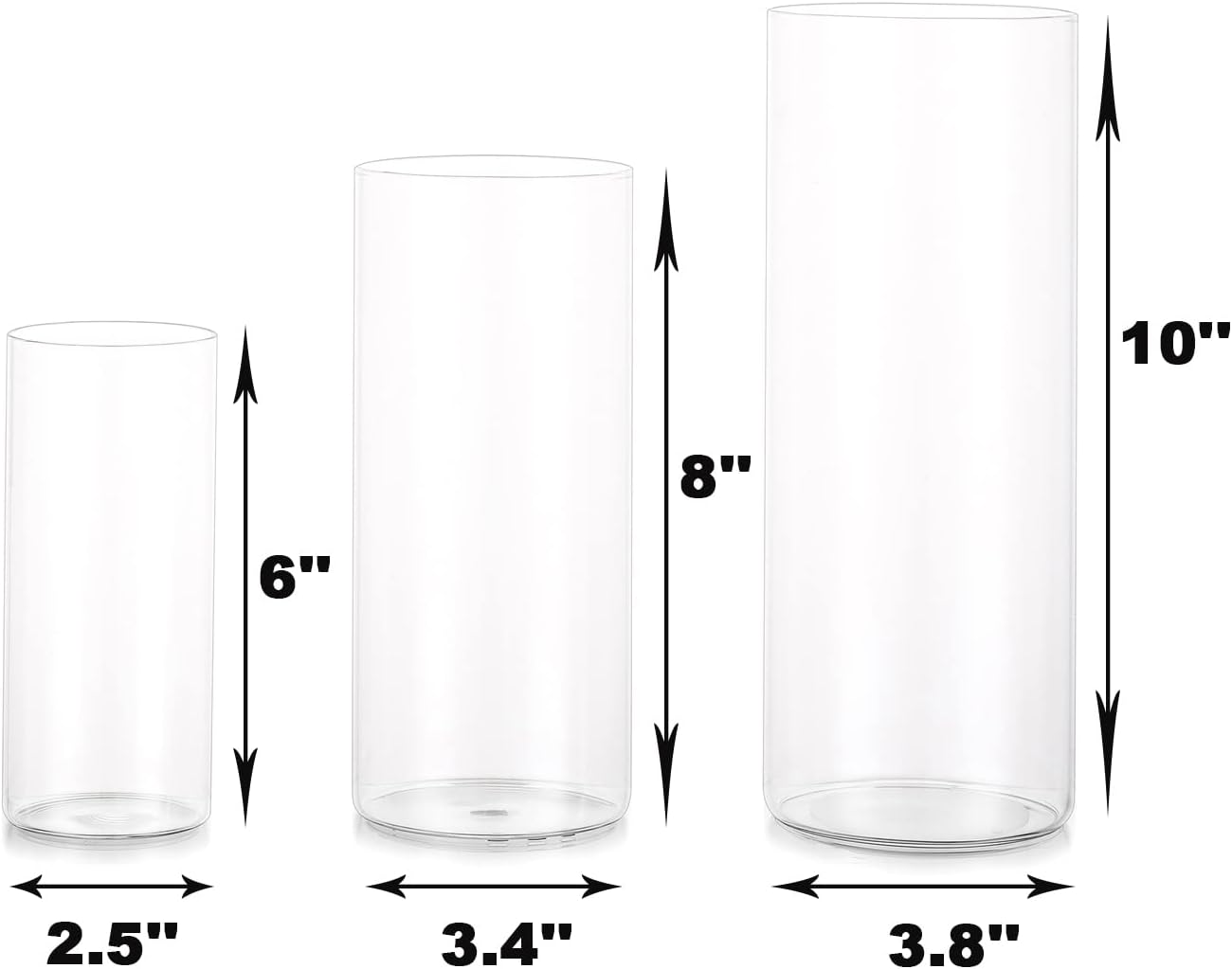 Esmiome Cylinder Vase Set 6Pcs Clear Glass Hurricane Candle Holder for Centerpieces