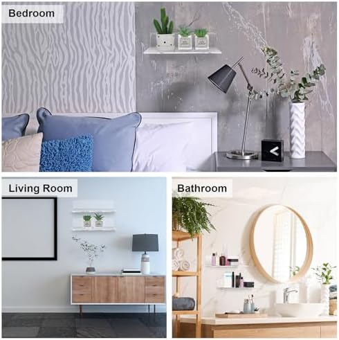 Vinsot 8 Pack Clear Acrylic Floating Shelves 12 Inch Wall Display