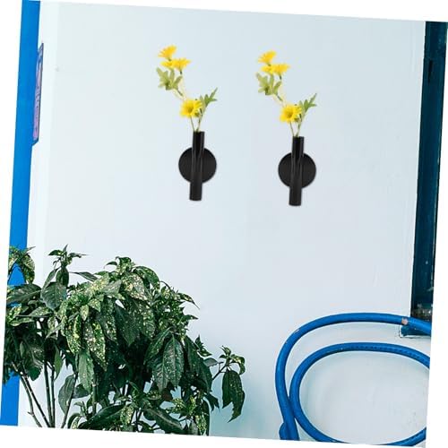 BESTOYARD 2Pcs Wall Mounted Metal Vase for Dried Flowers and Plants