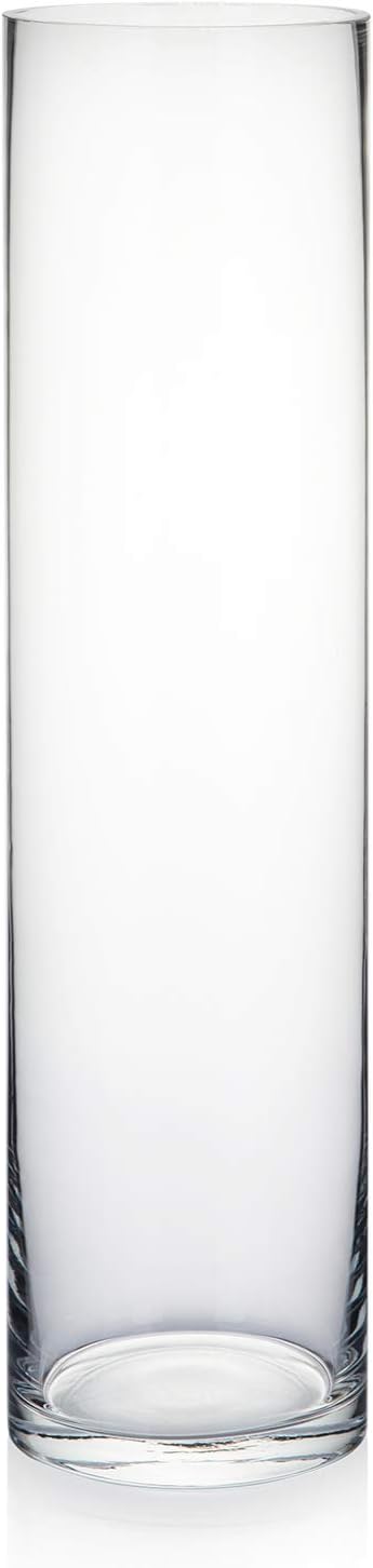 WGVI Tall Glass Cylinder Vase with Floating Candle Holder